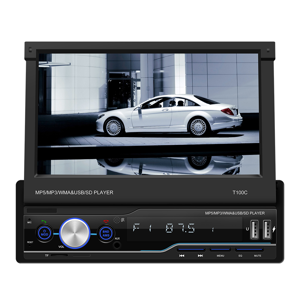 Bestree 7 inch RetractableTouch Screen Carplay radio 1 din car audio stereo car mp5 dvd player