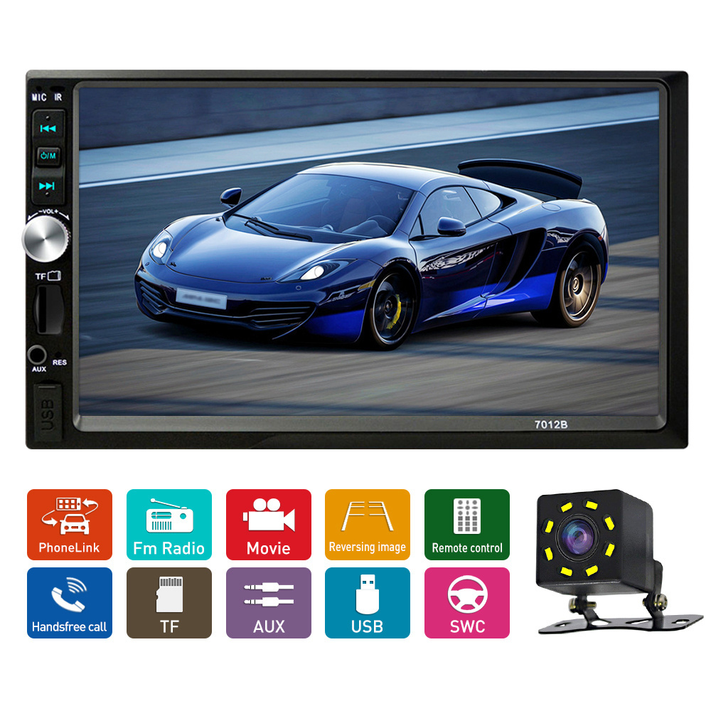 2Din Car Radio 7inch Touch Screen Audio 7012B BT FM Video Rear Camera Autoradio Mirror Link iOS/Android Car Stereo MP5 Player