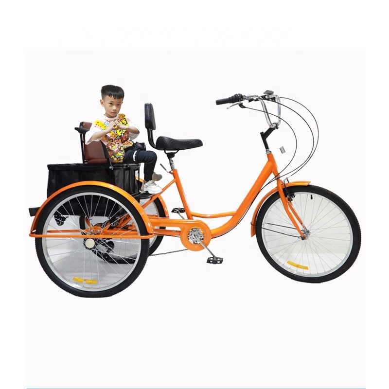 Custom Leisure Pedal Tricycle 24 Inch 7speed Multifunctional Adult Tricycle with Passenger Seat Removable