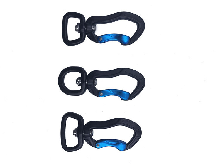 4KN carabiner spring Aluminum 7075 dog leash swivel carabiner black webbing metal swivel eye bolt snap hooks