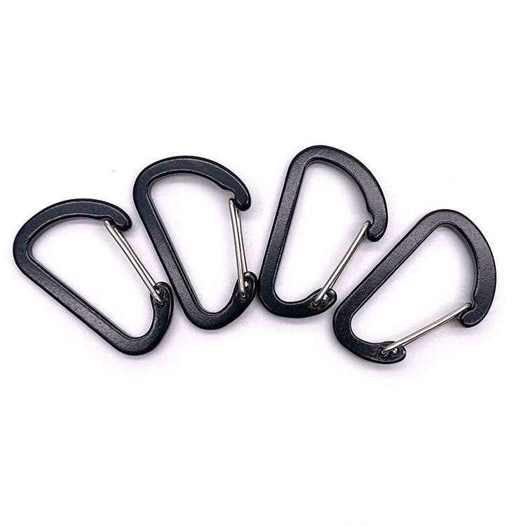 40mm 80mm Black Wire Gate Large Mini Aluminum Alloy Carabiner D Shape Black Clip Hook Keychain Carabiner