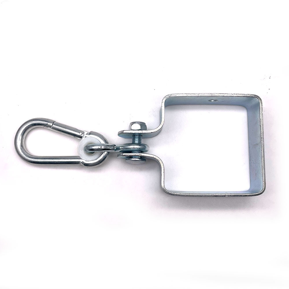 BT-2002 M10 Square Zinc Plated Collar Hook With Carabiner Rigging Hardware Durable Frame Steel Swing Clamp Hook