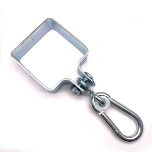 BT-2002 M10 Square Zinc Plated Collar Hook With Carabiner Rigging Hardware Durable Frame Steel Swing Clamp Hook