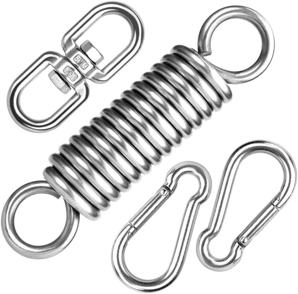 Ultra Strong Hammock Chair Hanging Kit 600 LB Capacity Hammock Hooks Heavy Duty Stainless Steel Spring Snap Hook Carabiner