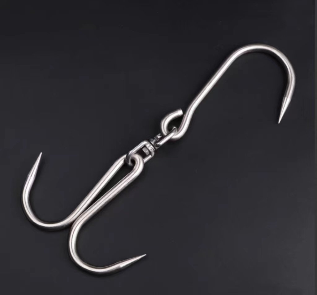 Stainless Steel Butcher Swivel Double Slaughter House Hanging Rolling TruckMeat Hooks S-hook Rolling Meat Hook