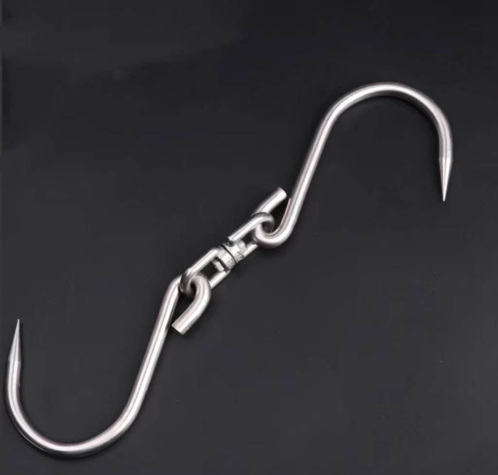 Stainless Steel Butcher Swivel Double Slaughter House Hanging Rolling TruckMeat Hooks S-hook Rolling Meat Hook