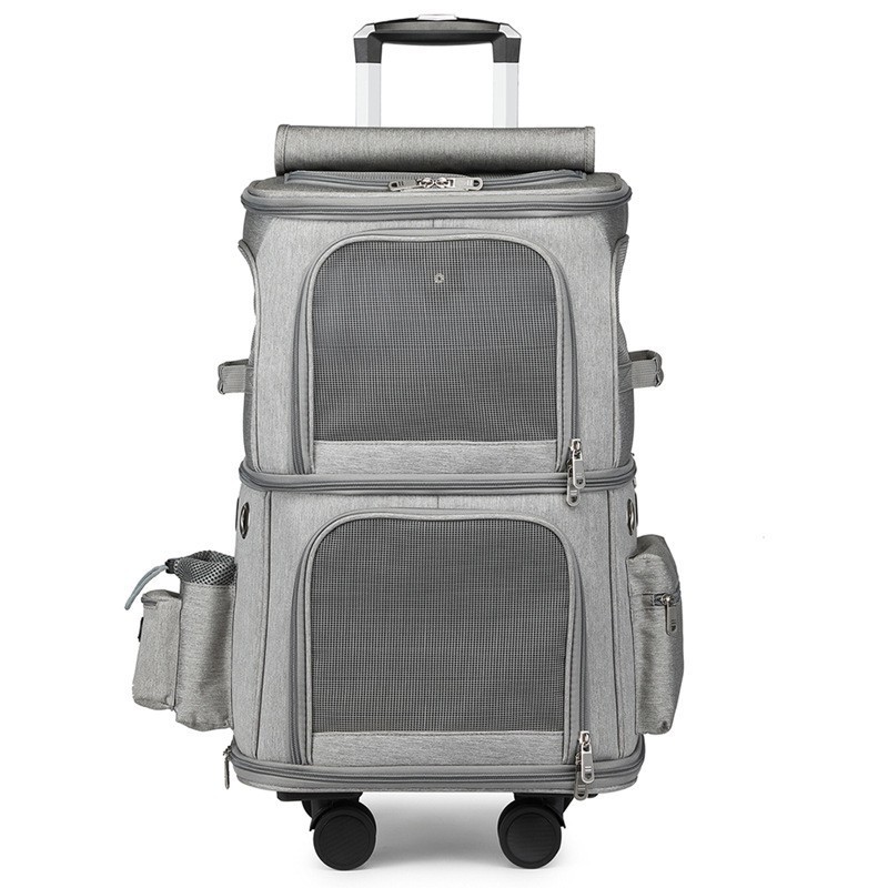 Double Layer Trolley bag Cat Bag Travels Foldable Pet Carriers Travel Bag Outdoor Travel Universal Wheel