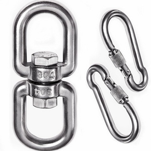 Heavy Duty 304 Stainless Steel Hanging Hook Ring Double Ended Swivel Eye Hook Snap Hooks Web Tree Swing Hanger