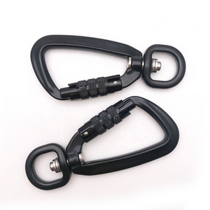 4kn Breaking Strength Twist Gate Aluminium Self Locking Swivel Rotating Hook Autolock Carabiner Dog Leash Carabiner