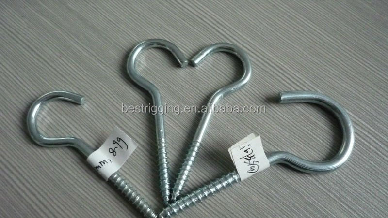 Steel  Metric Threaded Hardware Eye Bolt Eyebolt Screw in Spiral Hanger C Cup Hook