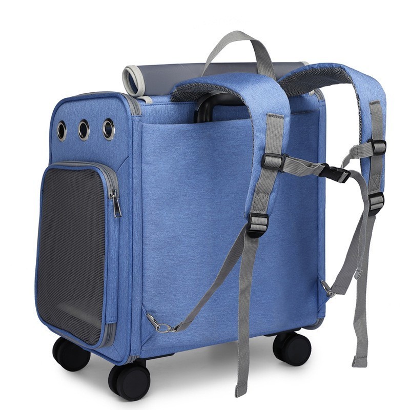 Trolley Rod Large Space Mute Universal Wheel Cat Bag Folding Trolley Pet Bag Luggage Carry With Wheels