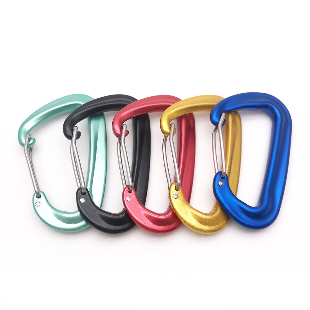 Black 5KN Hammock Wire Gate Backpack Locking Hooks 12kn Carabiner Custom Logo Mosquetones Karabiner