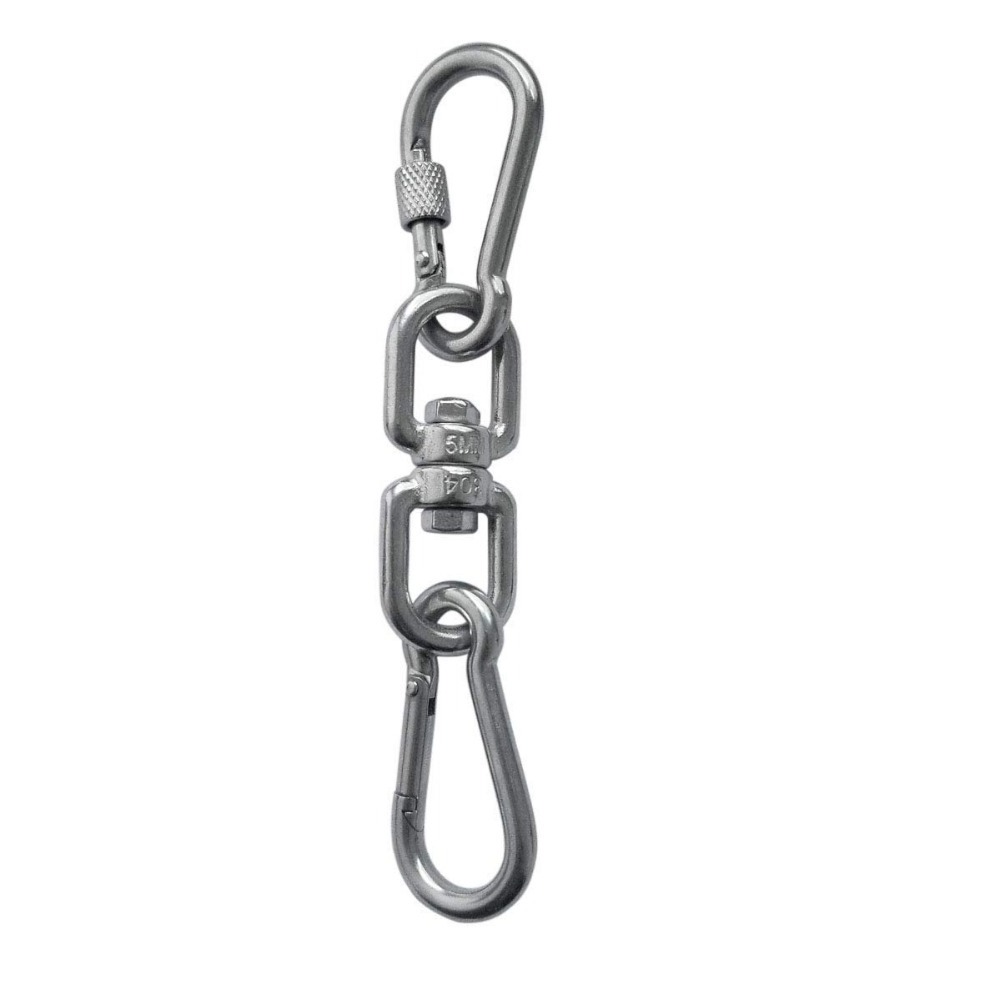 China Supplier Rigging Hardware nickel plated stainless steel double ended eye rotating carabiner hook ceiling hooks