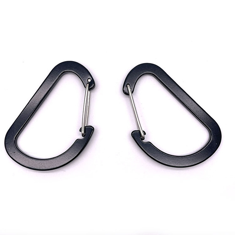 40mm 80mm Black Wire Gate Large Mini Aluminum Alloy Carabiner D Shape Black Clip Hook Keychain Carabiner