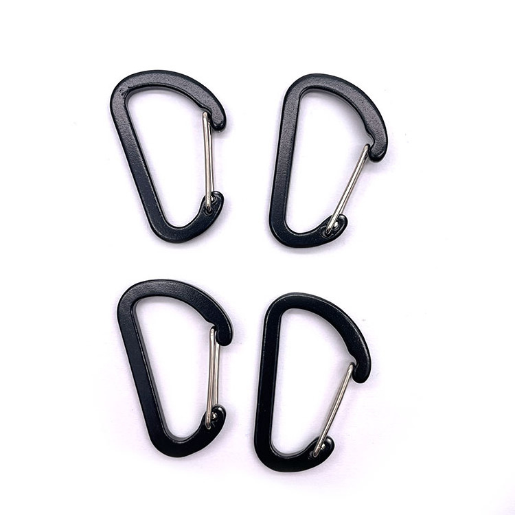 40mm 80mm Black Wire Gate Large Mini Aluminum Alloy Carabiner D Shape Black Clip Hook Keychain Carabiner