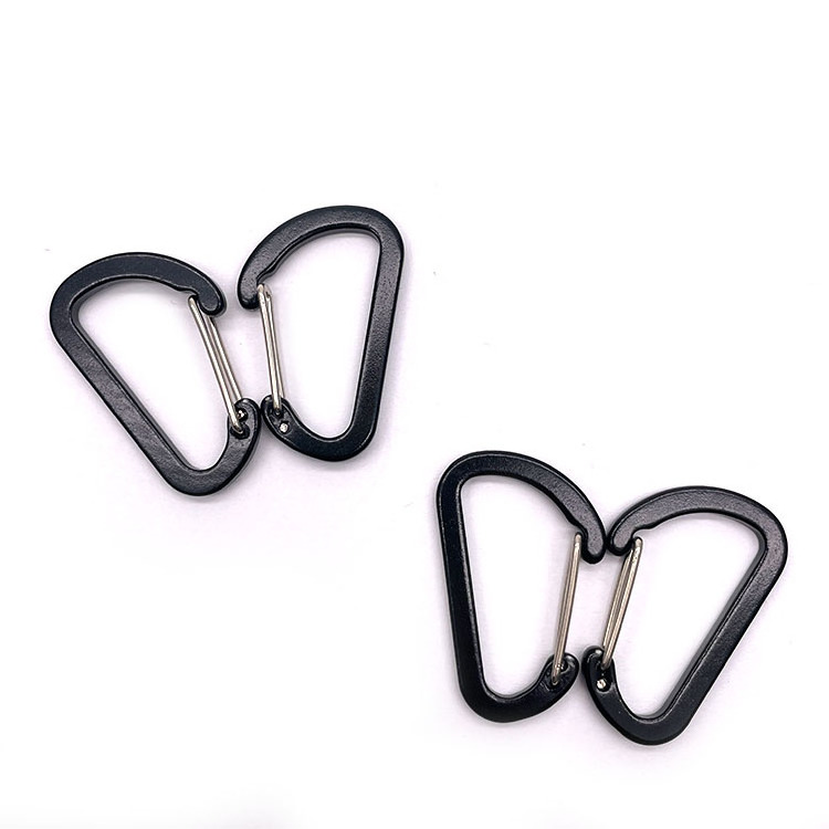 40mm 80mm Black Wire Gate Large Mini Aluminum Alloy Carabiner D Shape Black Clip Hook Keychain Carabiner