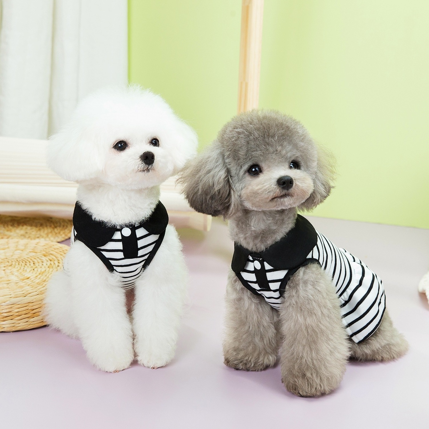 Wholesale Puppy Clothes Pet Accessories Striped Summer Small Dog Shirts T-shirt Pet Clothes