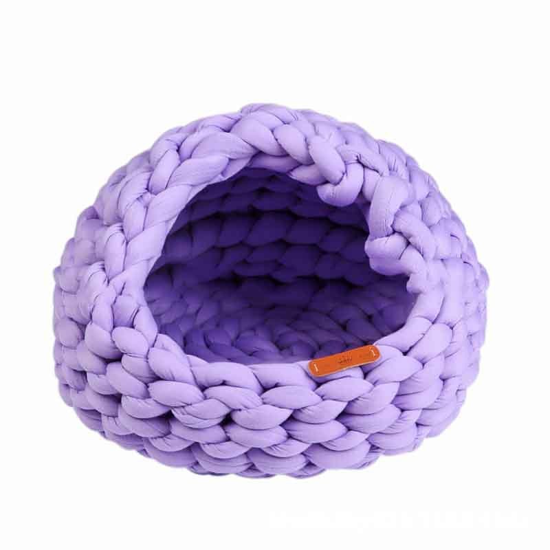 Custom Private Label Hot Selling Crochet Fluffy Indoor Cat Beds Luxury Cute Cave Design Woven Cat Nest Pet Bed For Indoor Cats