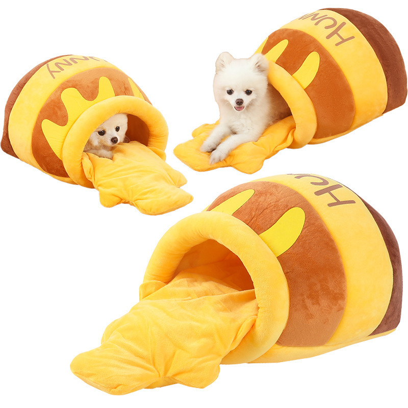 Cute Puppy Sleep Nest Honey Pot Cat Sofa Bed Small Dog House Multifunctional Pet Bed for Small Animals Rabbit Cats and Dogs Nest