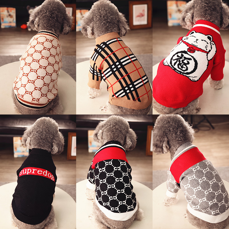 Fashion Luxury Brand Pet Dog Sweater Knitted Warm Puppy Cat Dog Winter Clothes