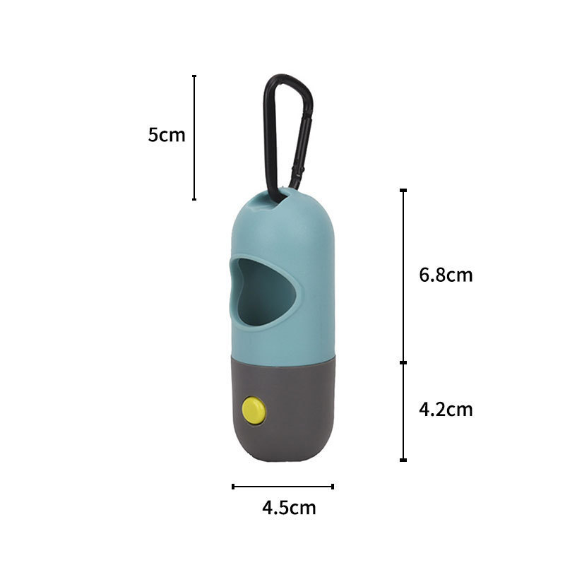 Eco Plastic Pet Waste Dispenser Bag Carrier Pill Shape LED Flashlight Pet Dog Poop Waste Bag Holder Dispenser With Flashlight