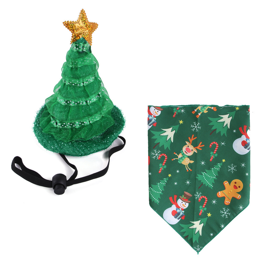 RTS Pet Christmas Apparel Accessories Large Dog Xmas Outfit Pets Dog Cat Christmas Hat And Bandana