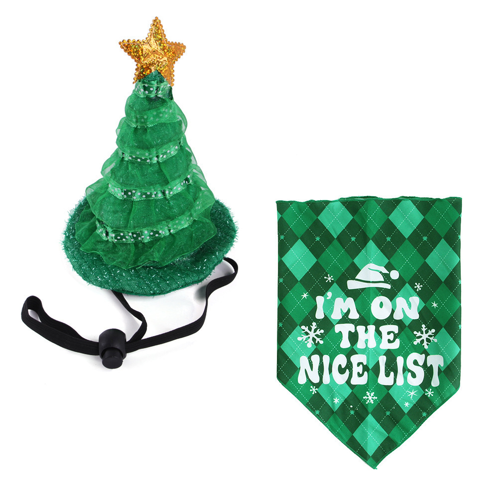 RTS Pet Christmas Apparel Accessories Large Dog Xmas Outfit Pets Dog Cat Christmas Hat And Bandana