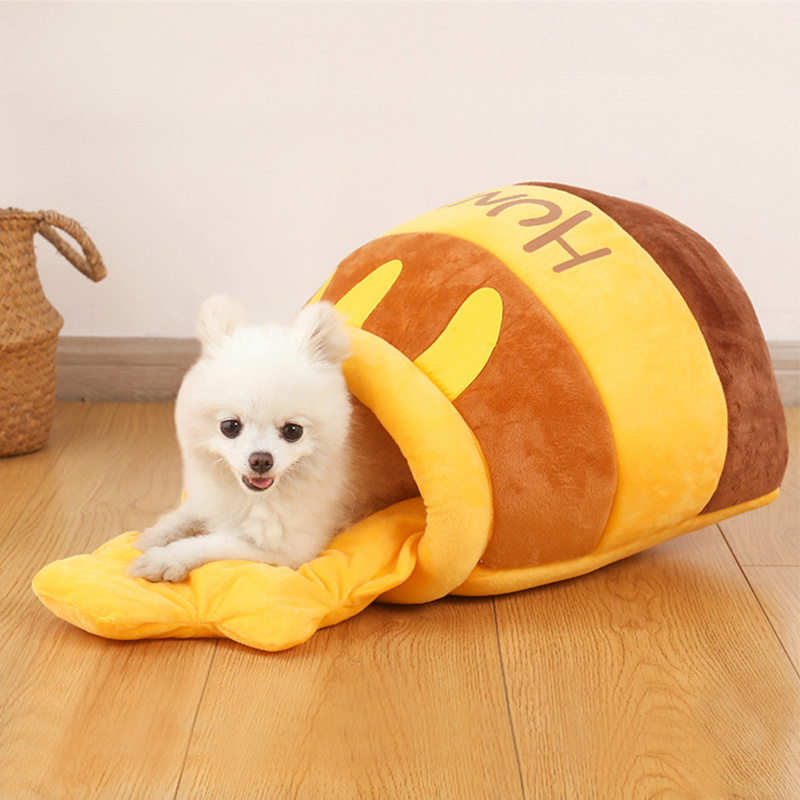 Cute Puppy Sleep Nest Honey Pot Cat Sofa Bed Small Dog House Multifunctional Pet Bed for Small Animals Rabbit Cats and Dogs Nest