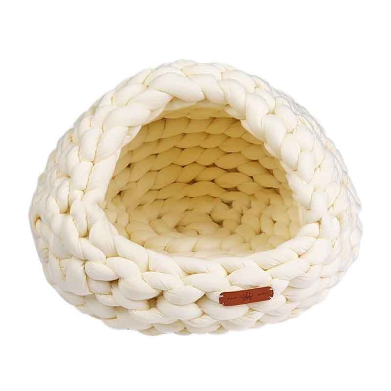 Custom Private Label Hot Selling Crochet Fluffy Indoor Cat Beds Luxury Cute Cave Design Woven Cat Nest Pet Bed For Indoor Cats