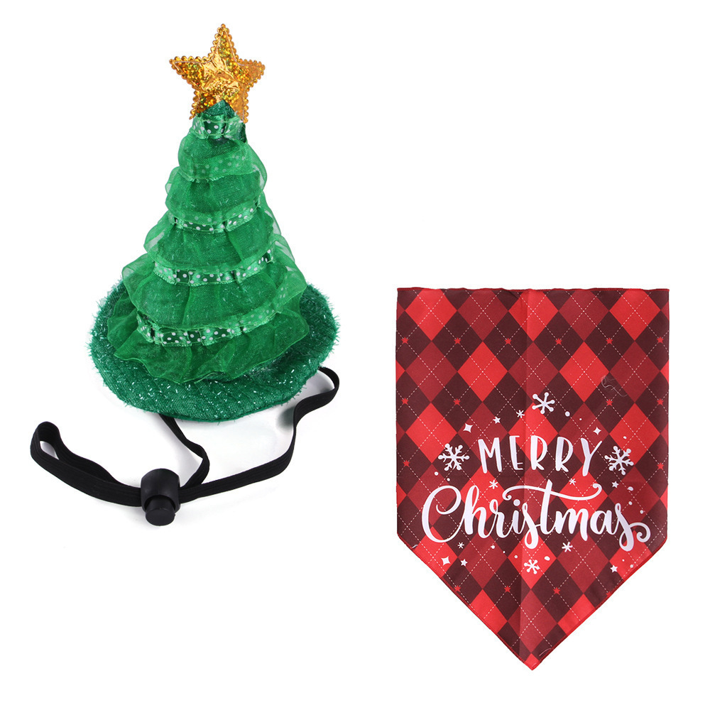 RTS Pet Christmas Apparel Accessories Large Dog Xmas Outfit Pets Dog Cat Christmas Hat And Bandana