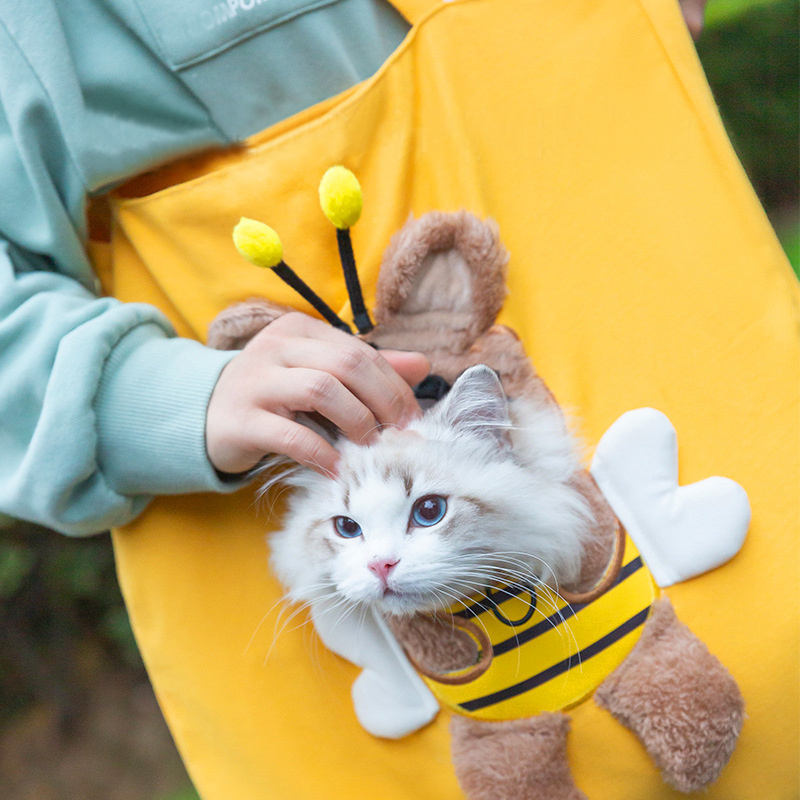 Funny Cute Creative Canvas Pet Tote Bags Yellow Bee Cat Shoulder Bag Dinosaur Rabbit Shape Head Hole Dog Cat Carrier Shop Bags