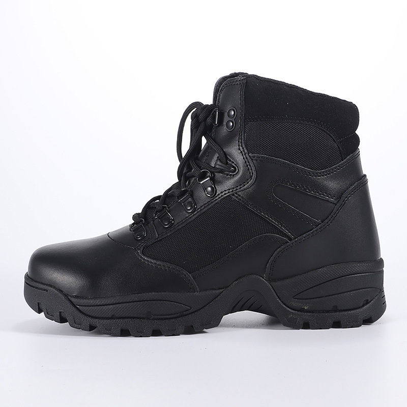 TG979  Wholesale Black leather blue lining heavy  sole Security work boots, duty training shoes security boots for men