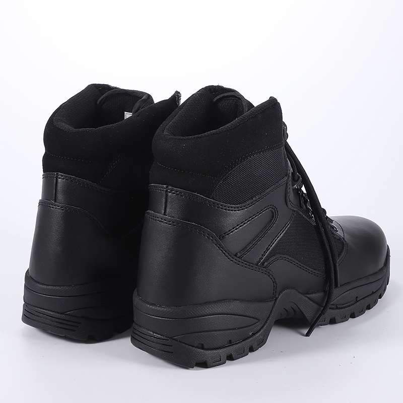 TG979  Wholesale Black leather blue lining heavy  sole Security work boots, duty training shoes security boots for men