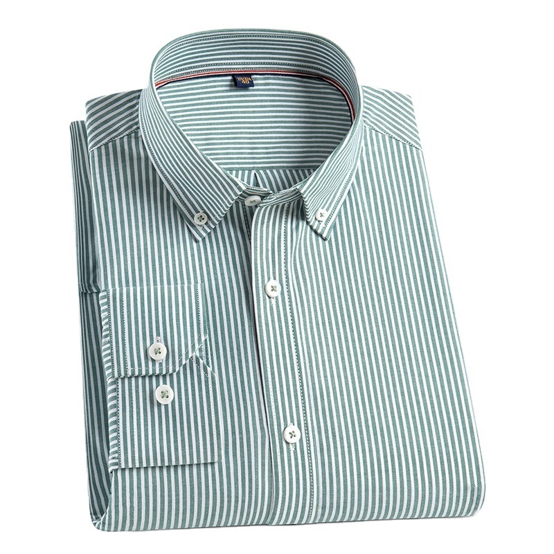 Cotton no-iron men's shirt Men's long-sleeved striped anti-wrinkle white shirts professional business men's