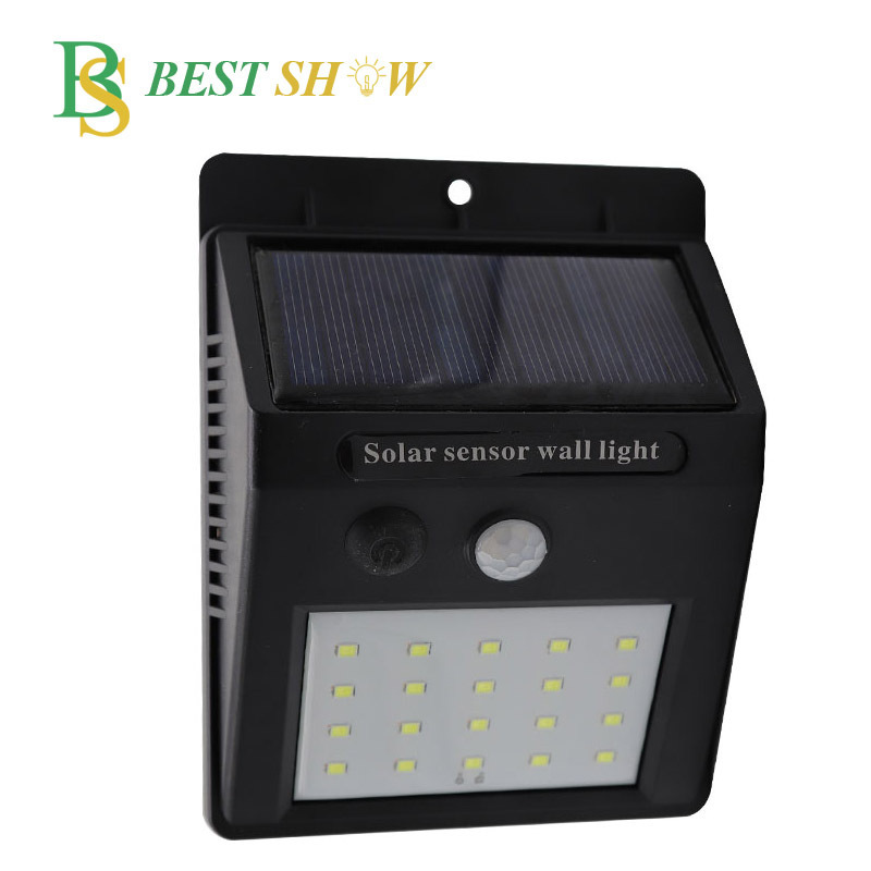 Guangzhou factory Outdoor waterproof lamp luz de aplique led noche IP65 3W 5W Surface mounted Motion Sensor solar led wall light