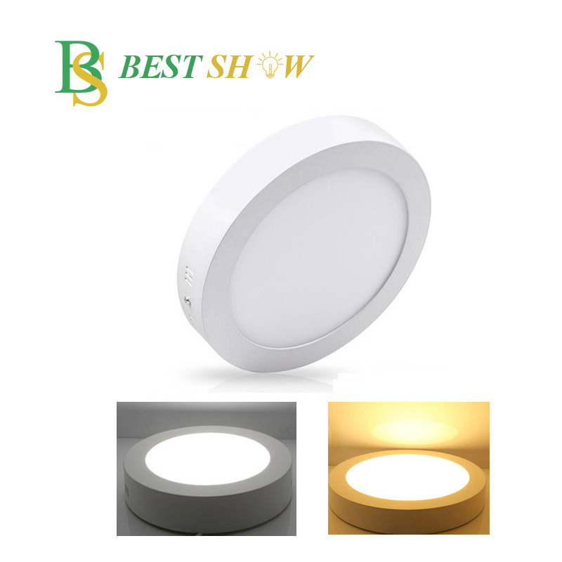 Guangzhou White housing frame cover 6w 12w 18w 20w 24w 30w round square surface mounted led ceiling lamp light 110lm/w Ra80 230V