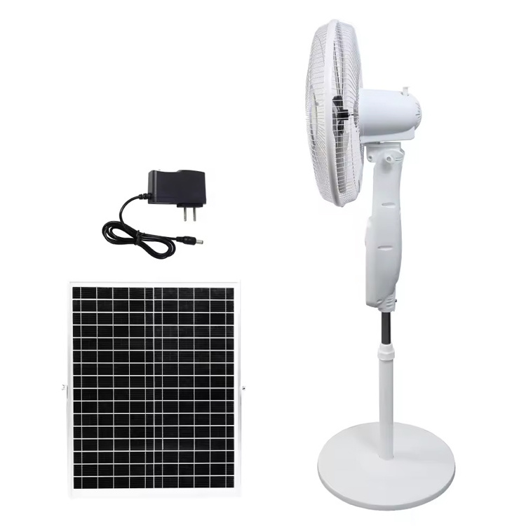 12 Volt 16 Inch emergency rechargeable stand ac dc with remote control solar fan