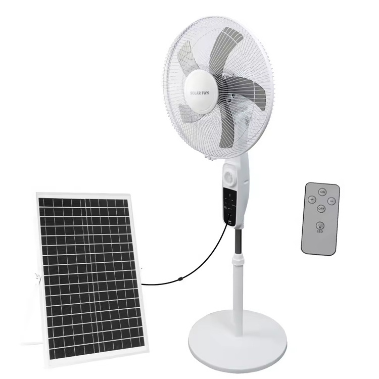 12 Volt 16 Inch emergency rechargeable stand ac dc with remote control solar fan