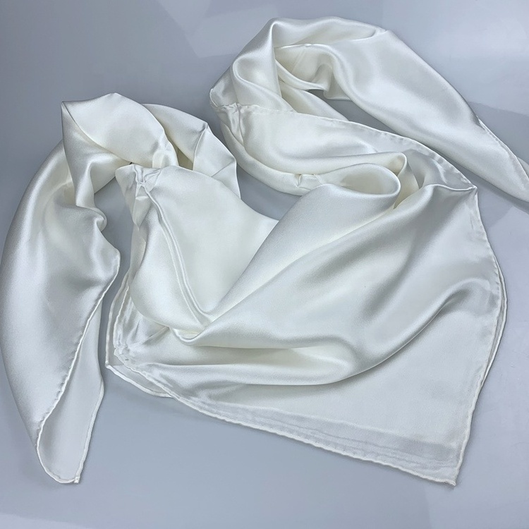 White silk  satin Scarf  Wholesale 100% Pure Silk Plain White Silk Scarf For Dyeing / Painting