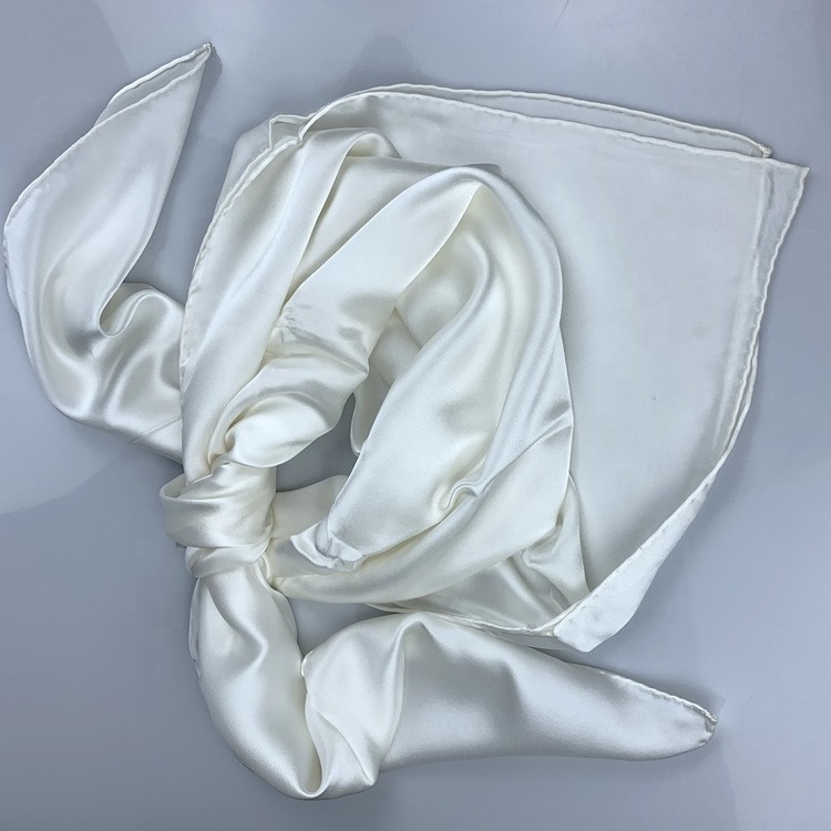 White silk  satin Scarf  Wholesale 100% Pure Silk Plain White Silk Scarf For Dyeing / Painting