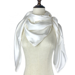 White silk  satin Scarf  Wholesale 100% Pure Silk Plain White Silk Scarf For Dyeing / Painting