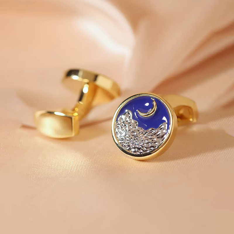 Mens Jewelry Cufflinks Link For Dad Mens Gifts For Him Blue Enamel Cuff Links