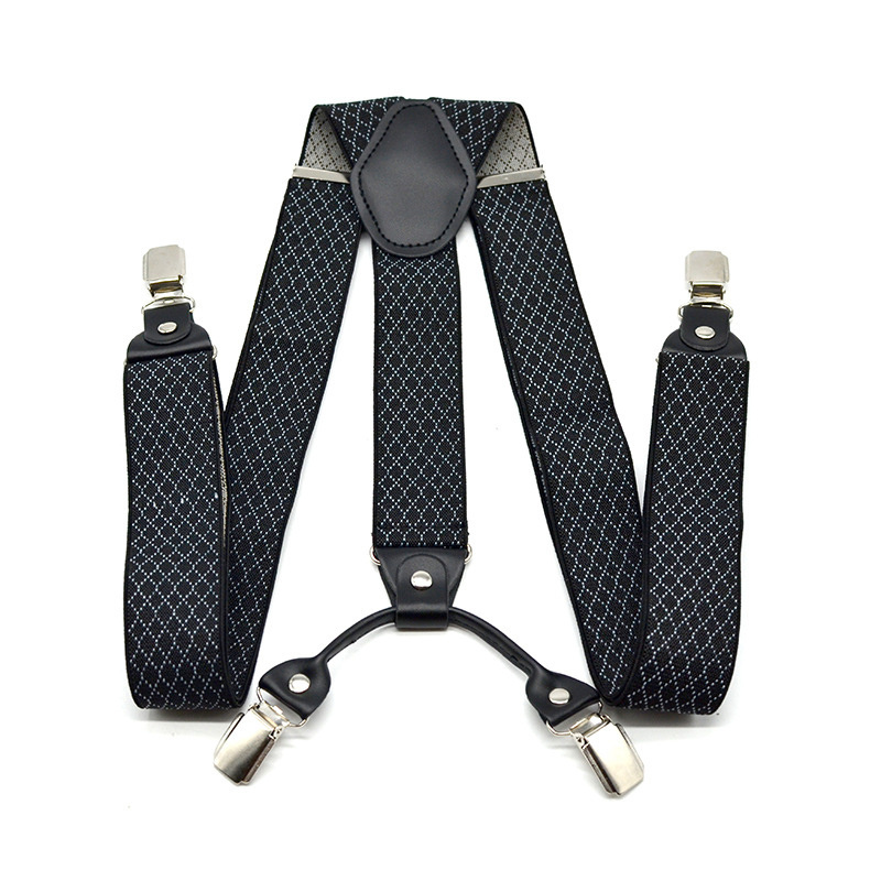 3.5*120cm Fashion Suspenders Genuine Leather 4 Clips Brace Male Vintage Casual Wedding Party Trousers Strap for Husband's Gift