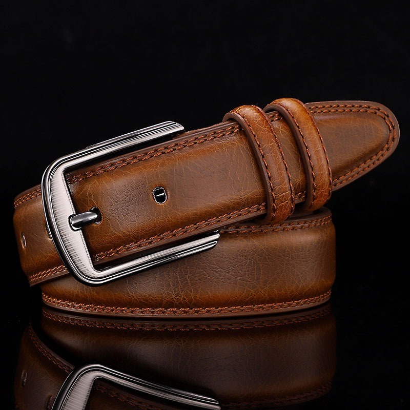 Men Belts Cow Leather Jeans Waistband Genuine Leather Male Belt Soft Alloy Pin Buckle Men's Belt