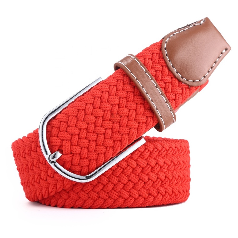 Men Women Casual Knitted Pin Buckle Belt Woven Canvas Elastic Expandable Braided Stretch Belts Plain Webbing Strap