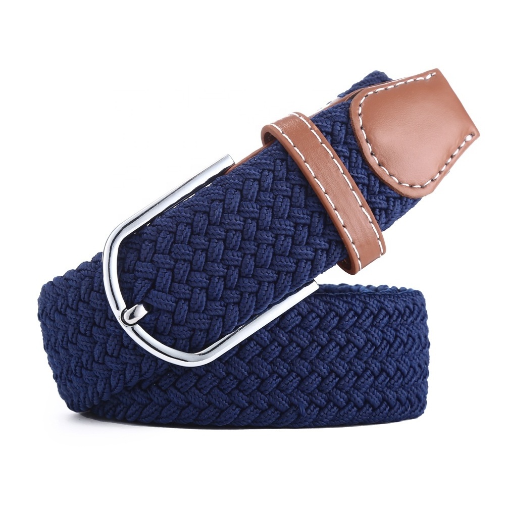 Men Women Casual Knitted Pin Buckle Belt Woven Canvas Elastic Expandable Braided Stretch Belts Plain Webbing Strap