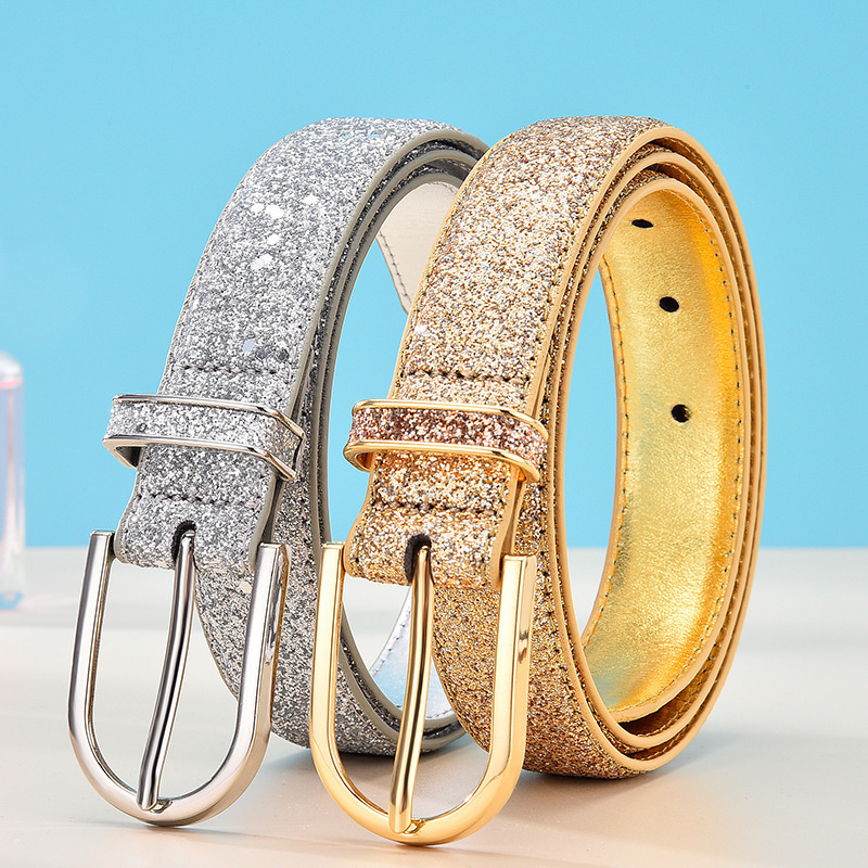 Glitter leather Belt Women Bling Belt Shiny Bling Wide Waist Belt for Women Dress