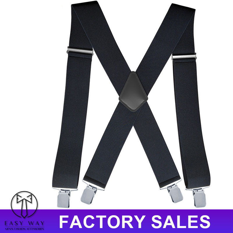 Men Utility Suspenders Adjustable Elastic - Heavy Duty 2 Inch Wide X Shape Strong Clip Suspender