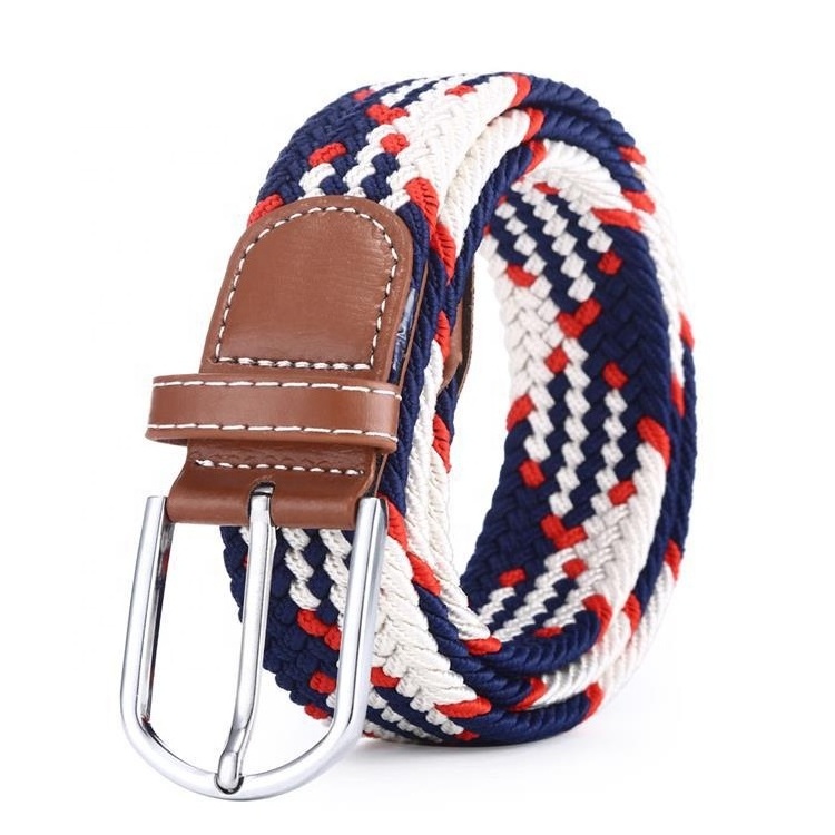 Men Women Casual Knitted Pin Buckle Belt Woven Canvas Elastic Expandable Braided Stretch Belts Plain Webbing Strap