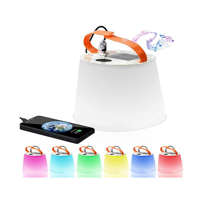 USB rechargeable portable camping lantern foldable solar tent lamp led camping light Support Music and Phone charging